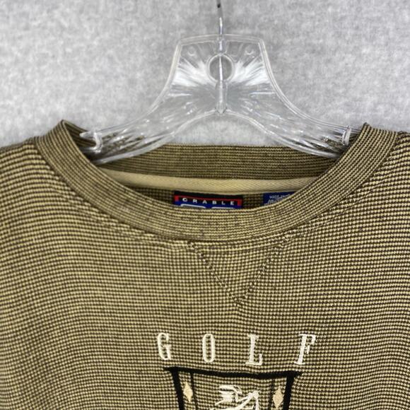 ⛳️ Crabble CS Sportswear Mens XL Tan Black Vintage Golf Sweater 90s ⛳️ - Picture 6 of 9